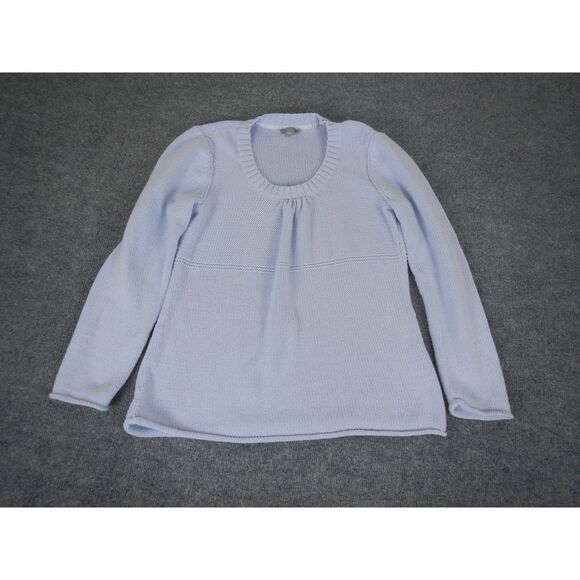 J.Jill Tight Knit Sweater Medium Light Blue Cotton Scoop‎ Neck Empire Waist * - Picture 1 of 13